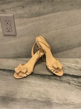 kate spade Metallic Gold Bow Slingback Heels